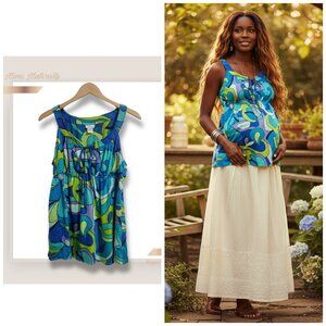🌿Mimi Maternity Vintage Silk Blend Boho Retro Blouse - Women's Large